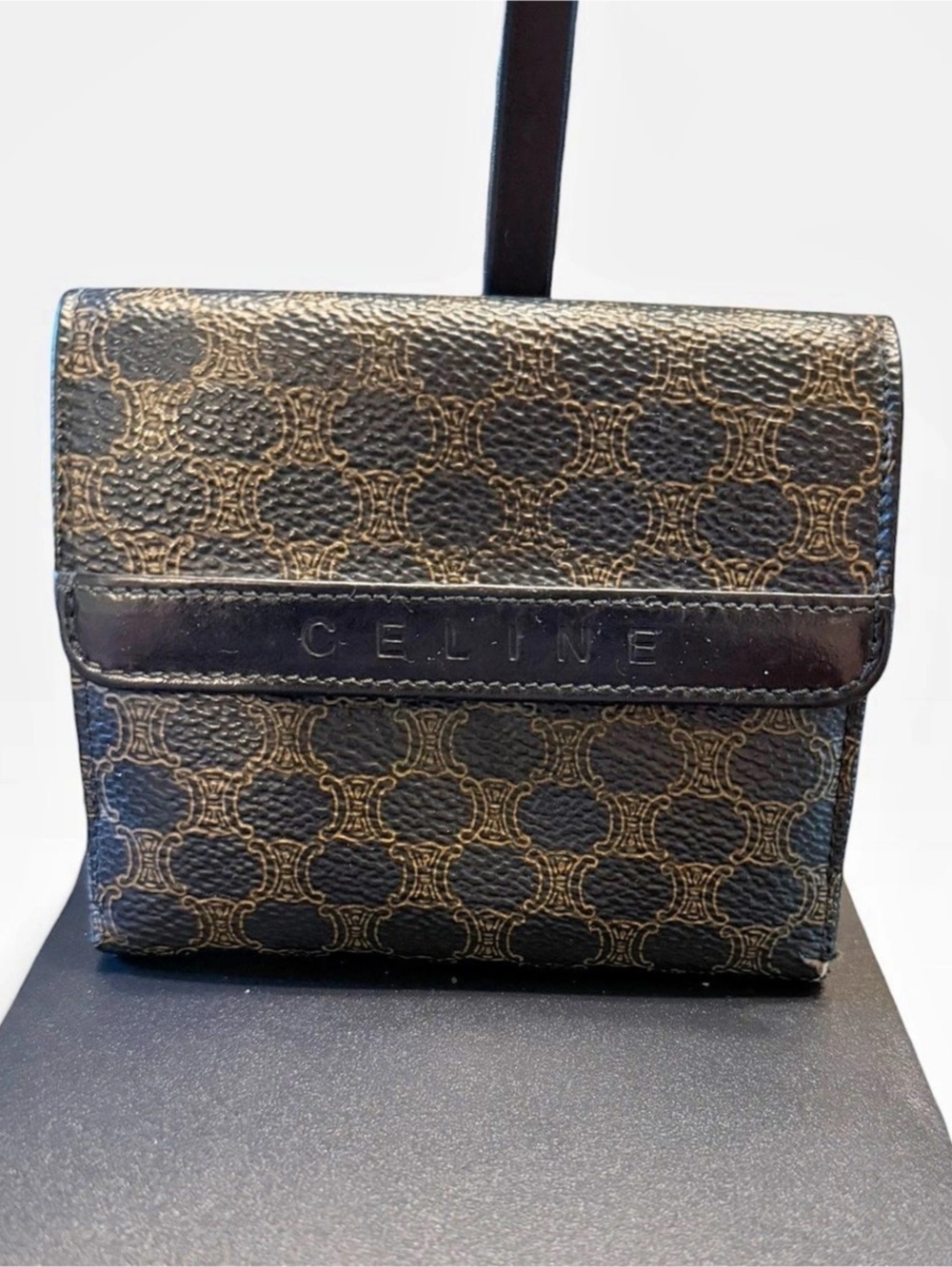 Celine Authentic Monogram Bifold Wallet in Brown & Black Y2K
